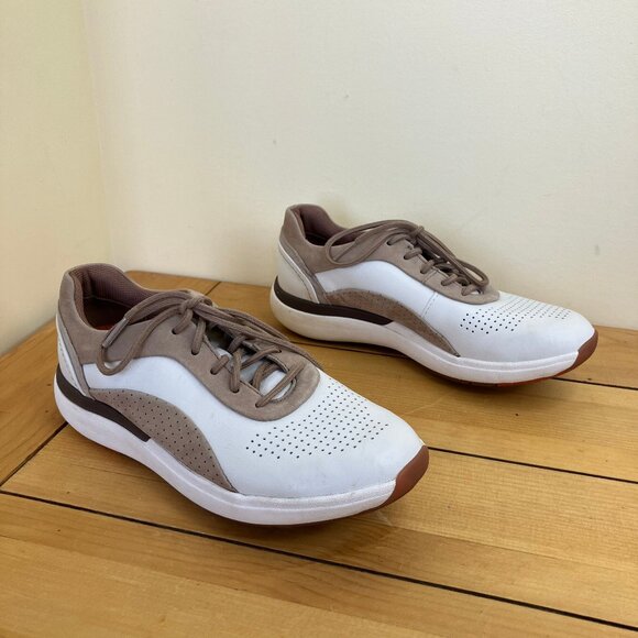 Clarks UnCruise Wavewalk Running Shoes Women's Sneakers White & Beige Leather - Picture 1 of 6